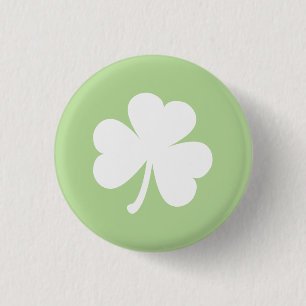 Macaron Rond 2,50 Cm Vert pâle avec Shamrock irlandais