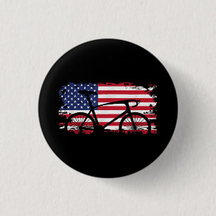 Macaron Rond 2,50 Cm Vêtements cyclables américains Flag Road - Vélo