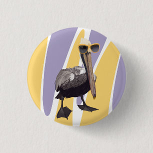 Macaron Rond 2,50 Cm Vibes estivales amusantes Oiseau pélican