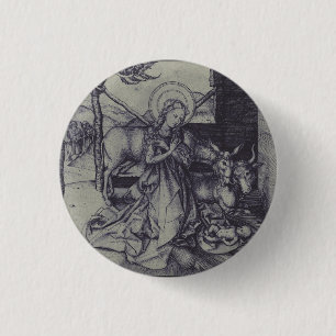 Macaron Rond 2,50 Cm Vieille crèche og Jésus Christ