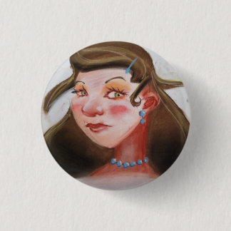 Macaron Rond 2,50 Cm Vieux modèle Pin-up Girl 1950 Vintage