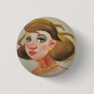 Macaron Rond 2,50 Cm Vieux modèle Pin-up Girl 1950 Vintage