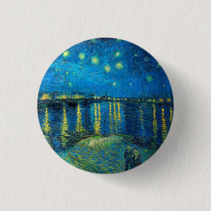 Macaron Rond 2,50 Cm Vincent Van Gogh Étape Nuit Sur Le Rhône