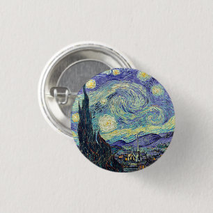 Macaron Rond 2,50 Cm Vincent Van Gogh La Nuit Étoilée