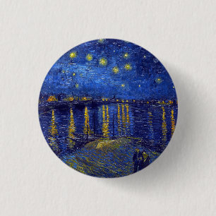Macaron Rond 2,50 Cm Vincent Van Gogh, La peinture de La Nuit étoilée