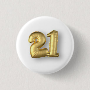 Macaron Rond 2,50 Cm Vingt un ans d'or de ballons de Mylar