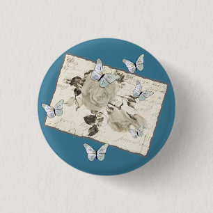 Macaron Rond 2,50 Cm Vintage avec papillons