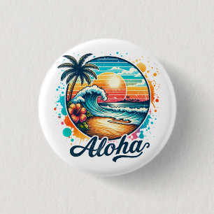 Macaron Rond 2,50 Cm Vintage Beach Aloha Sublimation-94953