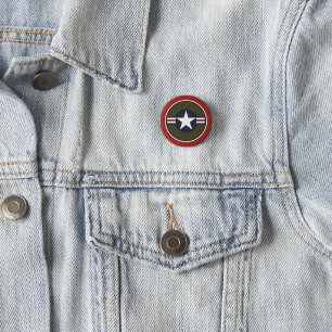 Macaron Rond 2,50 Cm Vintage Rouge Bleu Bleu USAAF Insignia Star Bars B