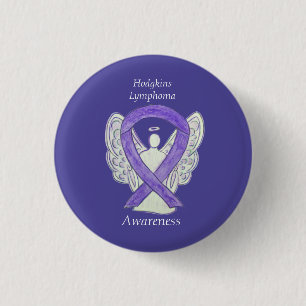 Macaron Rond 2,50 Cm Violet Hodgkins Lymphoma Ribbon Angel Pins
