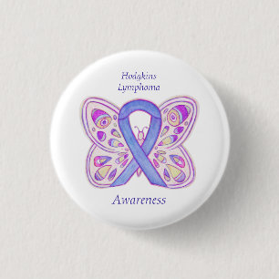 Macaron Rond 2,50 Cm Violet Hodgkins Lymphoma Ruban Papillon Pins