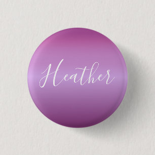 Macaron Rond 2,50 Cm Violet pourpre & écriture personnalisée blanc