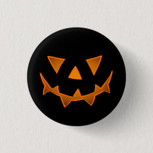 Macaron Rond 2,50 Cm Visage Citrouille d'Halloween noir avec yeux brill