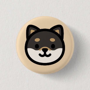 Macaron Rond 2,50 Cm Visage de chien Shiba Inu noir mignon