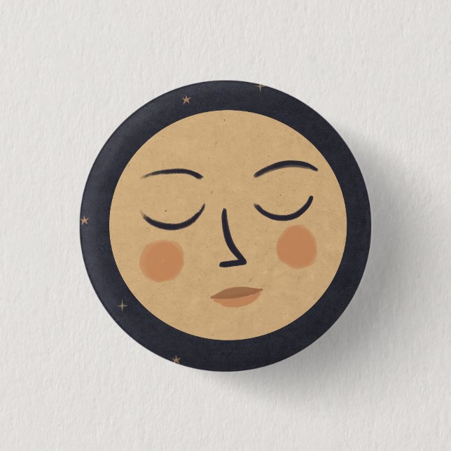 Macaron Rond 2,50 Cm Visage mignon de la lune (Devant)