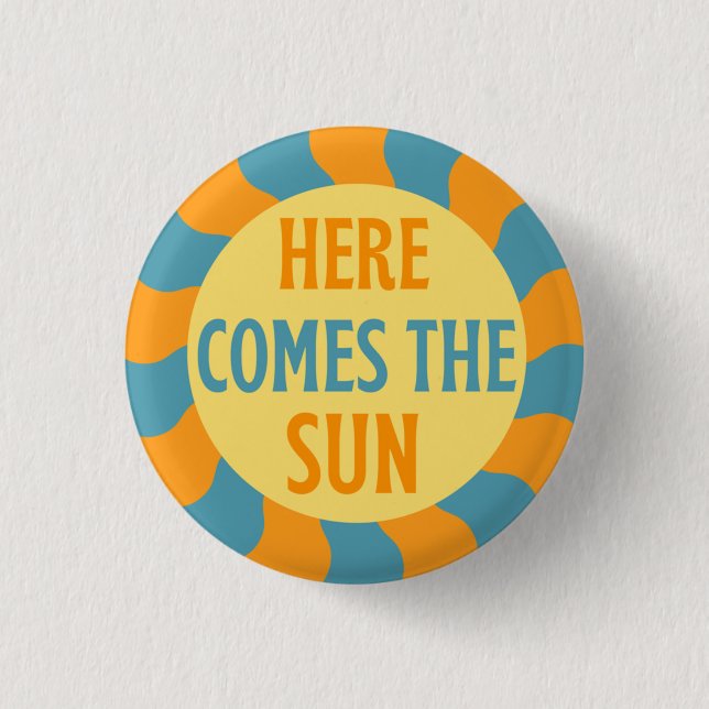 Macaron Rond 2,50 Cm Voici Le Bouton Soleil (Devant)