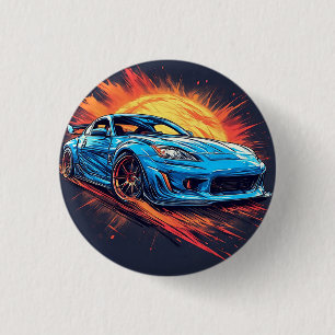 Macaron Rond 2,50 Cm Voiture de sport dynamique