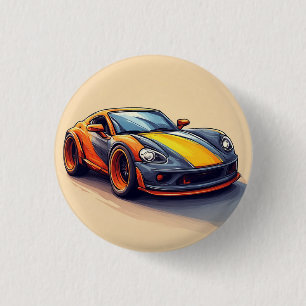 Macaron Rond 2,50 Cm Voiture de sport vibrante au design moderne