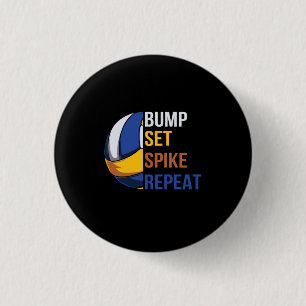Macaron Rond 2,50 Cm Volleyball Player   Set Spike Repeat