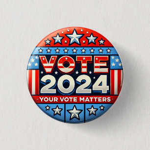 Macaron Rond 2,50 Cm Vote 2024 Patriotic Pin Button