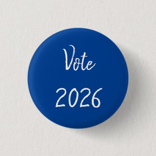 Macaron Rond 2,50 Cm Vote 2026 Typographie Élection Bleu Politique