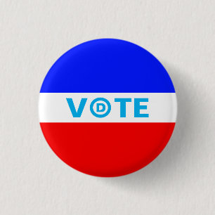 Macaron Rond 2,50 Cm Vote avec le logo du parti démocrate sur fond bleu