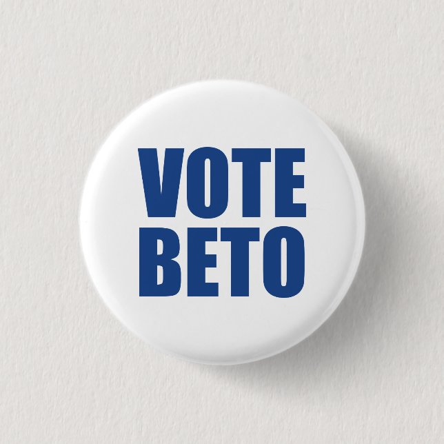Macaron Rond 2,50 Cm Vote Beto O’Rourke bleu blanc moderne démocrate (Devant)