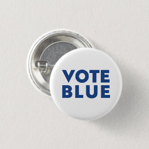 Macaron Rond 2,50 Cm Vote Bleu, blanc, bouton épingle bleue