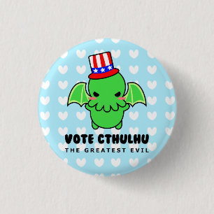Macaron Rond 2,50 Cm Vote Cthulhu pour le Président Button