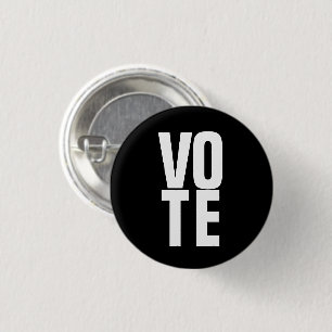 Macaron Rond 2,50 Cm Vote Modèle de texte simple noir et blanc