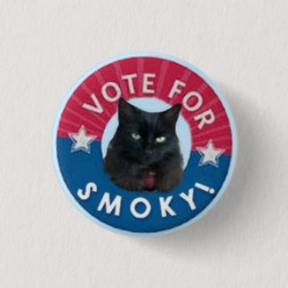 Macaron Rond 2,50 Cm VOTE pour FUMEUX !  RÈGLE de chats noirs !