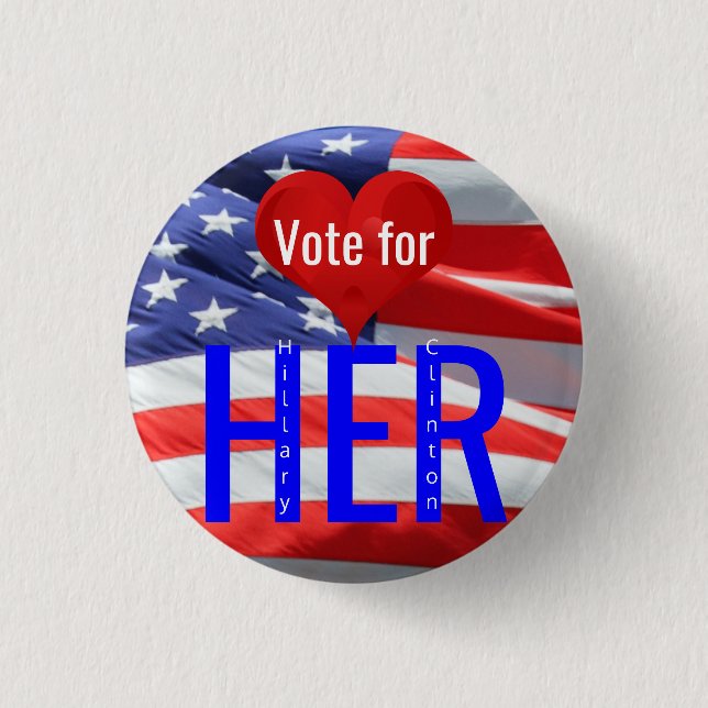 Macaron Rond 2,50 Cm Vote pour les élections présidentielles de Hillary (Devant)