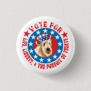 Macaron Rond 2,50 Cm Vote pour Wheaten Terrier