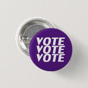 Macaron Rond 2,50 Cm vote vote bouton violet et pin blanc