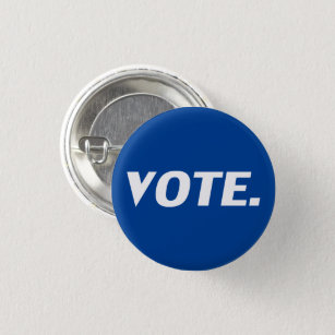 Macaron Rond 2,50 Cm Voter bleu et blanc typographie moderne politique