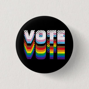 Macaron Rond 2,50 Cm Voter la typographie arc-en-ciel gay pride graphiq