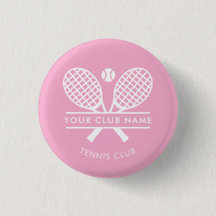 Macaron Rond 2,50 Cm Votre Équipe de Tennis Nom du Club Rose Personnali