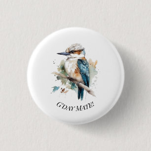 Macaron Rond 2,50 Cm Vrai Kookaburra Bleu, personnalisé