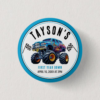 Macaron Rond 2,50 Cm Vroom Zoom Monster Camion Boom | 1ère fête d'anniv