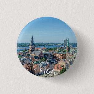 Macaron Rond 2,50 Cm Vue du centre-ville de Riga depuis le haut
