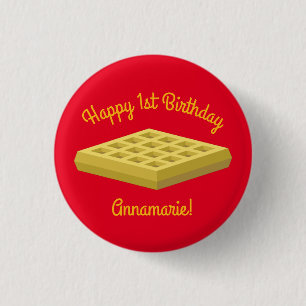 Macaron Rond 2,50 Cm Waffle Cute Breakfast Brunch Enfants 1er Anniversa