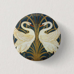 Macaron Rond 2,50 Cm Walter Crane - Swan, Rush Et Iris Art Nouveau