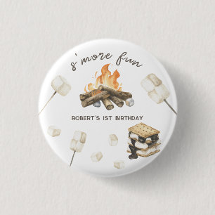 Macaron Rond 2,50 Cm Watercolor S'more Camping Fire 1er anniversaire