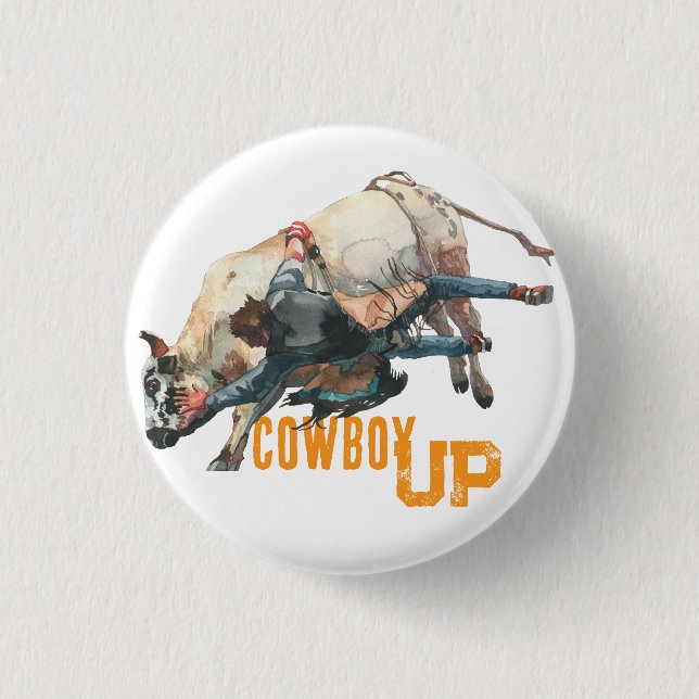 Macaron Rond 2,50 Cm Western Cowboy Rodeo Bull (Devant)