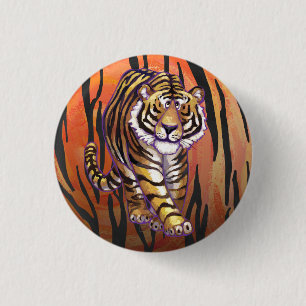 Macaron Rond 2,50 Cm Wild Me Tiger Hot orange et noir