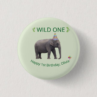 Macaron Rond 2,50 Cm Wild One Elephant Birthday Accent