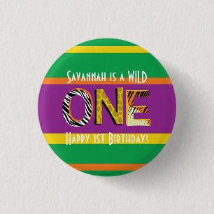 Macaron Rond 2,50 Cm Wild One Safari 1ère fête d'anniversaire Enfants