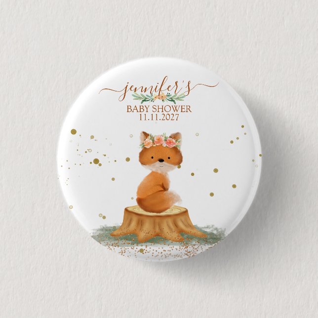 Macaron Rond 2,50 Cm Wildlife Animal Fox watercolor Flower (Devant)