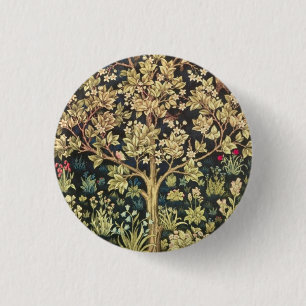 Macaron Rond 2,50 Cm William Morris Arbre De Vie Vintage Pré-Raphaélite