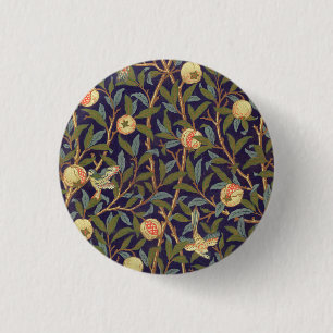 Macaron Rond 2,50 Cm William Morris Oiseau Et Grenade Art Vintage